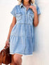 'Serilda' Short Sleeve Denim Dress - Celes Fashion